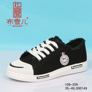 BX109-335 黑色 系带舒适女士帆布鞋