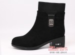 BX038-425 黑色 时装百搭粗跟拉链女短靴【二棉】