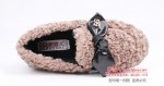 BX566-004 咖色 （偏小一码）休闲加绒保暖软底平跟棉瓢鞋【二棉】