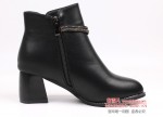 BX116-526 黑色 时装优雅粗跟女短靴【二棉】