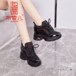 BX523-015 黑红色 时尚百搭厚底休闲女单鞋【厚毛】