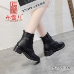 BX385-179 黑色 时尚英伦风厚底帅气马丁靴【厚毛】