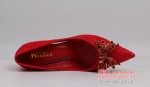 BX559-012 红色 新娘礼服鞋高跟鞋细跟【水晶蝴蝶】