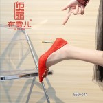 BX559-011 红色 新娘礼服鞋高跟鞋细跟【花开富贵】