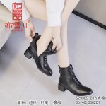 BX385-237 黑色 时装优雅粗跟女短靴【大棉】