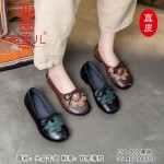 BX630-009 黑色 民族风软底软面【真皮】春秋休闲浅口单鞋