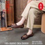 BX630-010 棕色 民族风软底软面【真皮】春秋休闲浅口单鞋