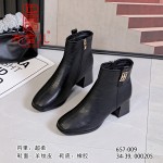 BX657-009 黑色 时装优雅粗跟女短靴【超柔】