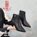 BX380-066 黑色 时装简约细跟女靴