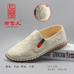 BX593-038 米色 男中国风刺绣【国潮】舒适布单鞋