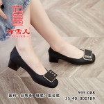 BX595-088 黑色 时装优雅粗跟女单鞋